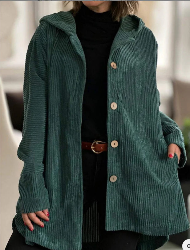 Damen Jacke mit Kapuze und Knopfdetails, lässiger Schnitt - 7 - Trendlinie