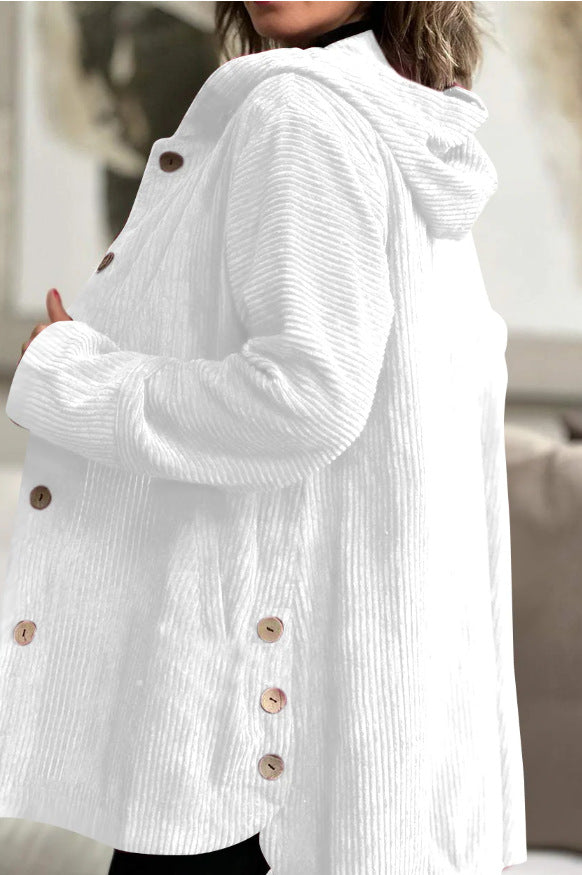 Damen Jacke mit Kapuze und Knopfdetails, lässiger Schnitt - 8 - Trendlinie