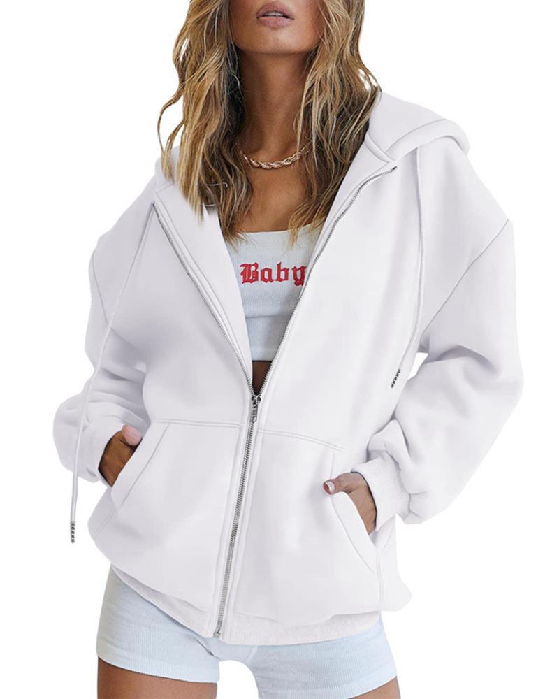 Hoodie Damen mit Kapuze und Reißverschluss, lässiger Schnitt - 6 - Trendlinie