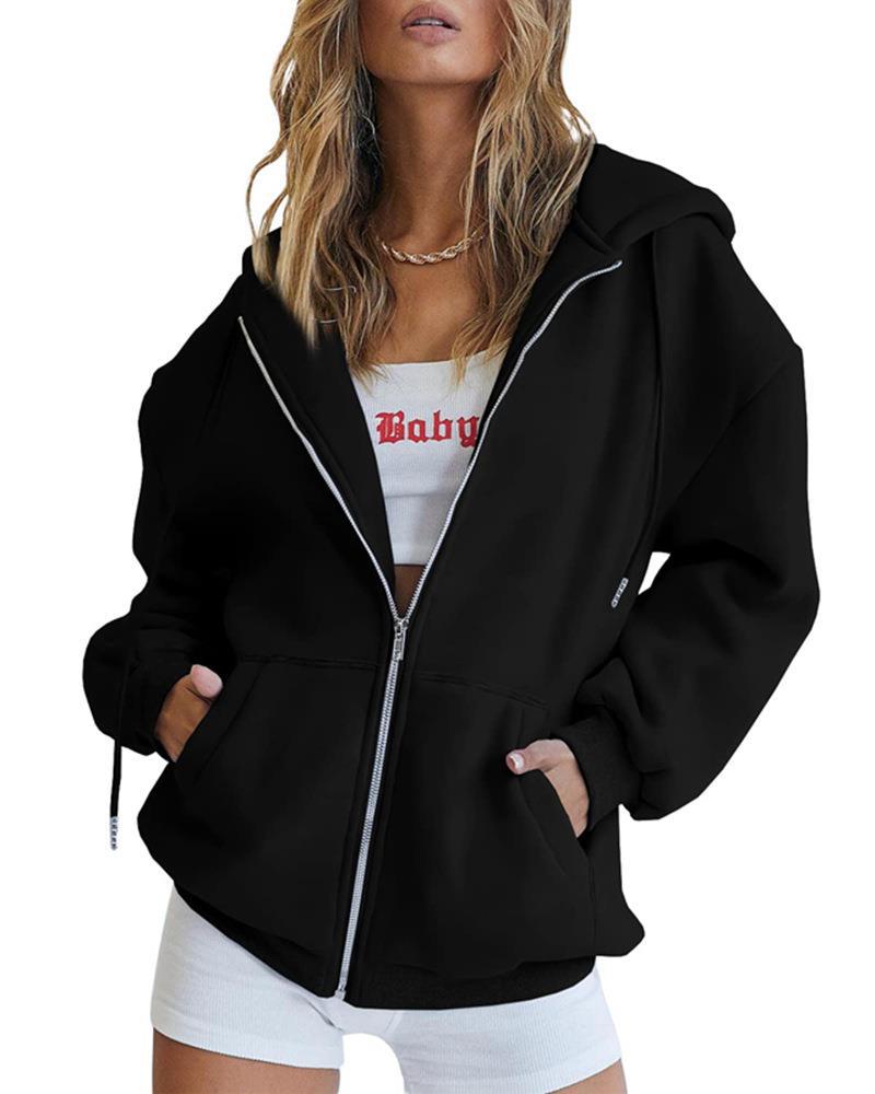 Hoodie Damen mit Kapuze und Reißverschluss, lässiger Schnitt - 7 - Trendlinie