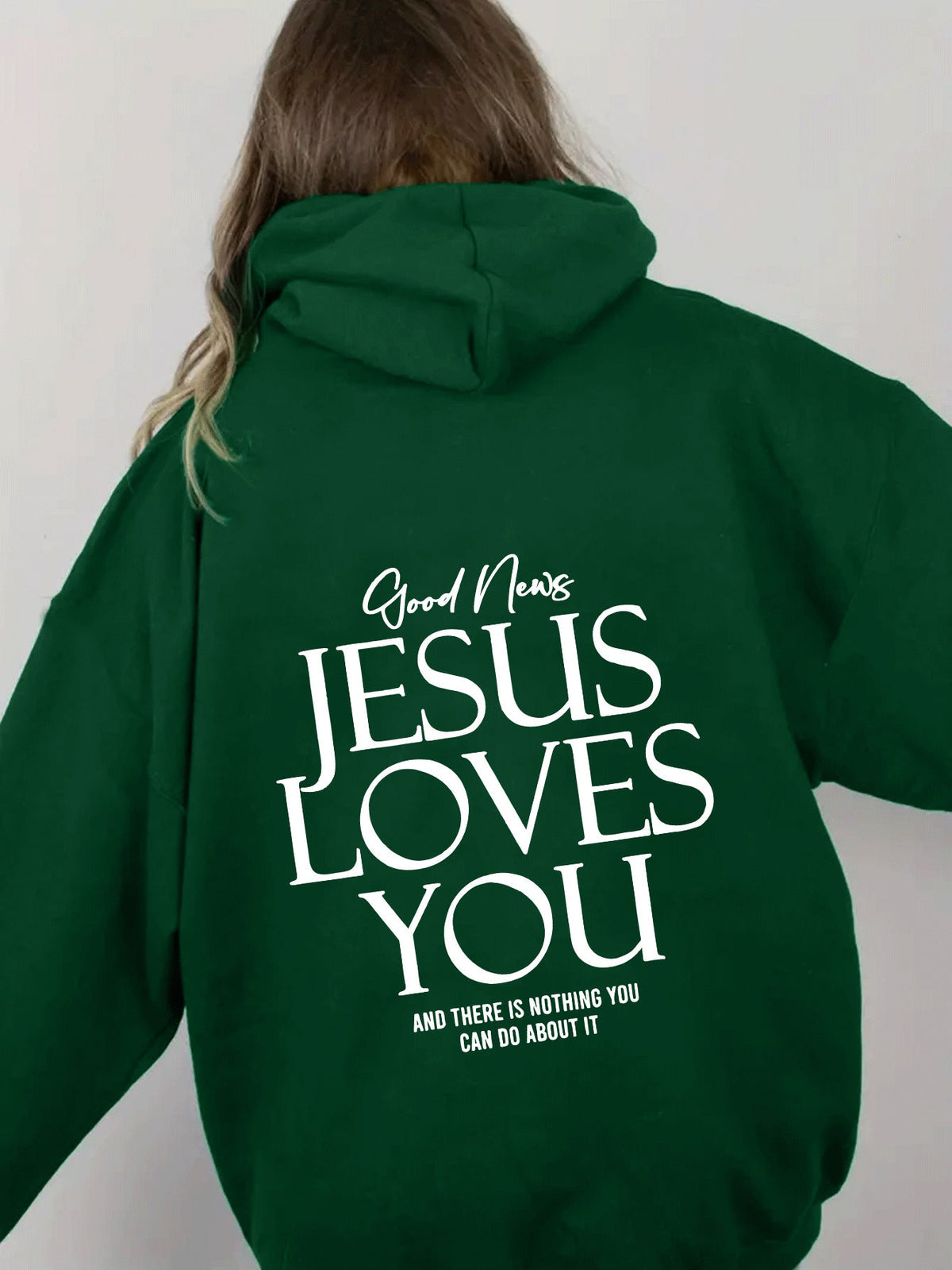 Damen Hoodie mit Kapuze und inspirierendem Druck "Jesus liebt dich" - 2 - Trendlinie