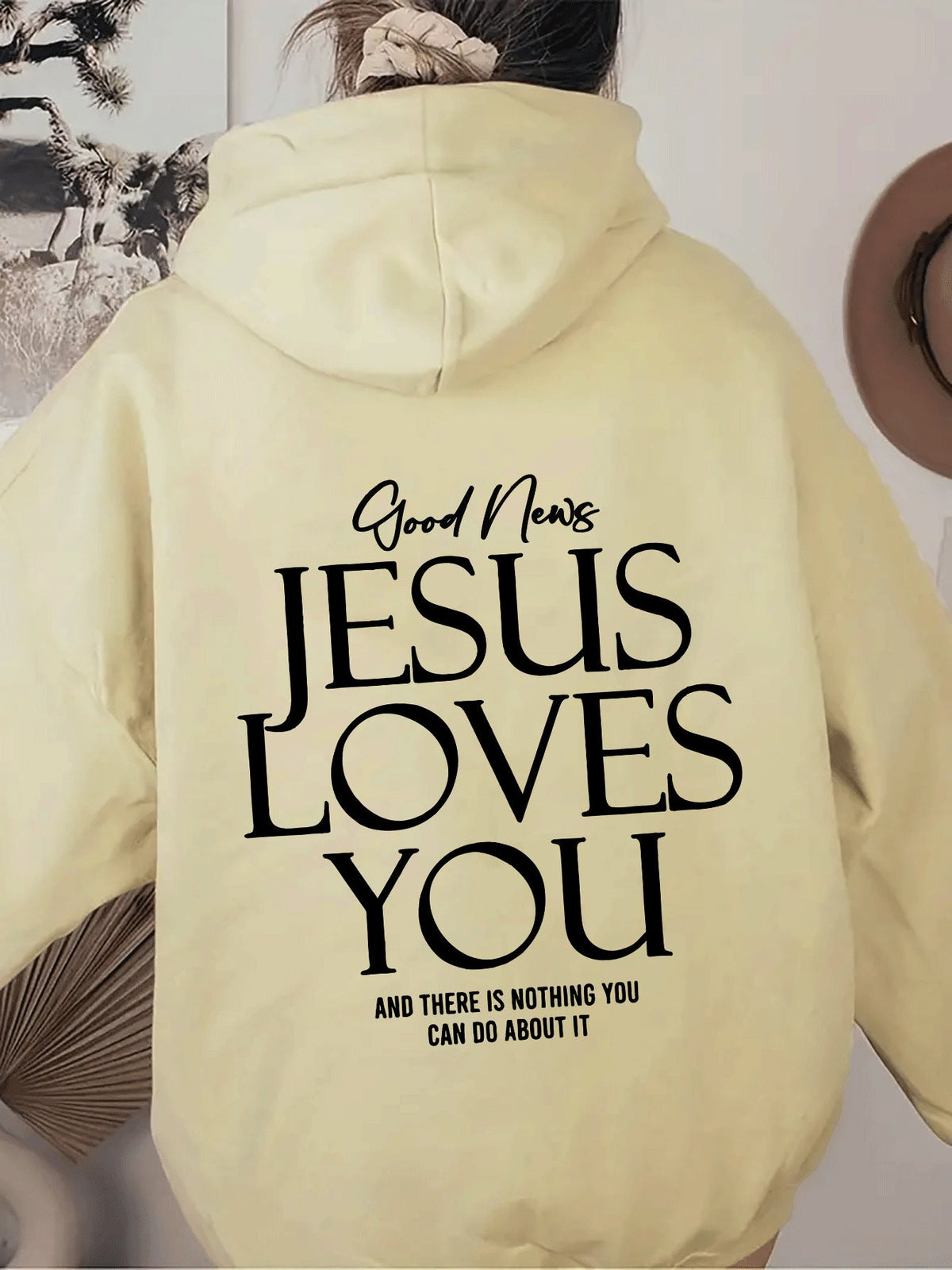 Damen Hoodie mit Kapuze und inspirierendem Druck "Jesus liebt dich" - 5 - Trendlinie