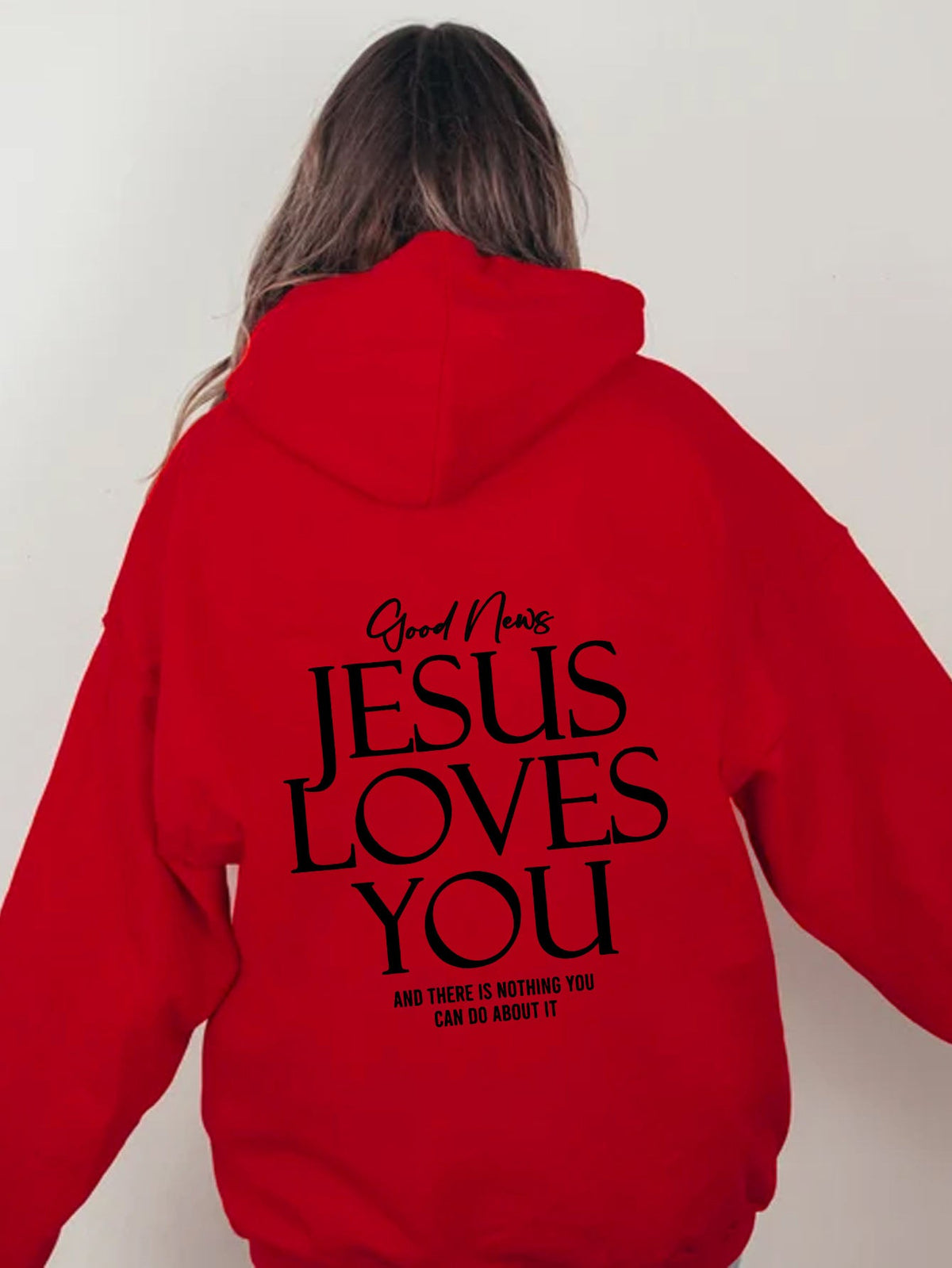 Damen Hoodie mit Kapuze und inspirierendem Druck "Jesus liebt dich" - 6 - Trendlinie