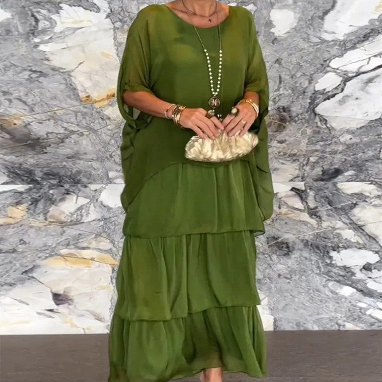 Maxikleid Damen mit Wickelschnitt und schwingendem Rock - 2 - Trendlinie