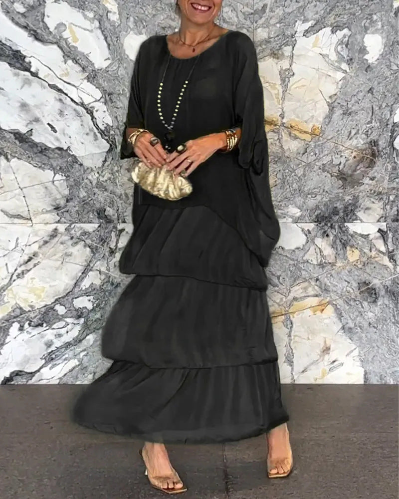 Maxikleid Damen mit Wickelschnitt und schwingendem Rock - 4 - Trendlinie