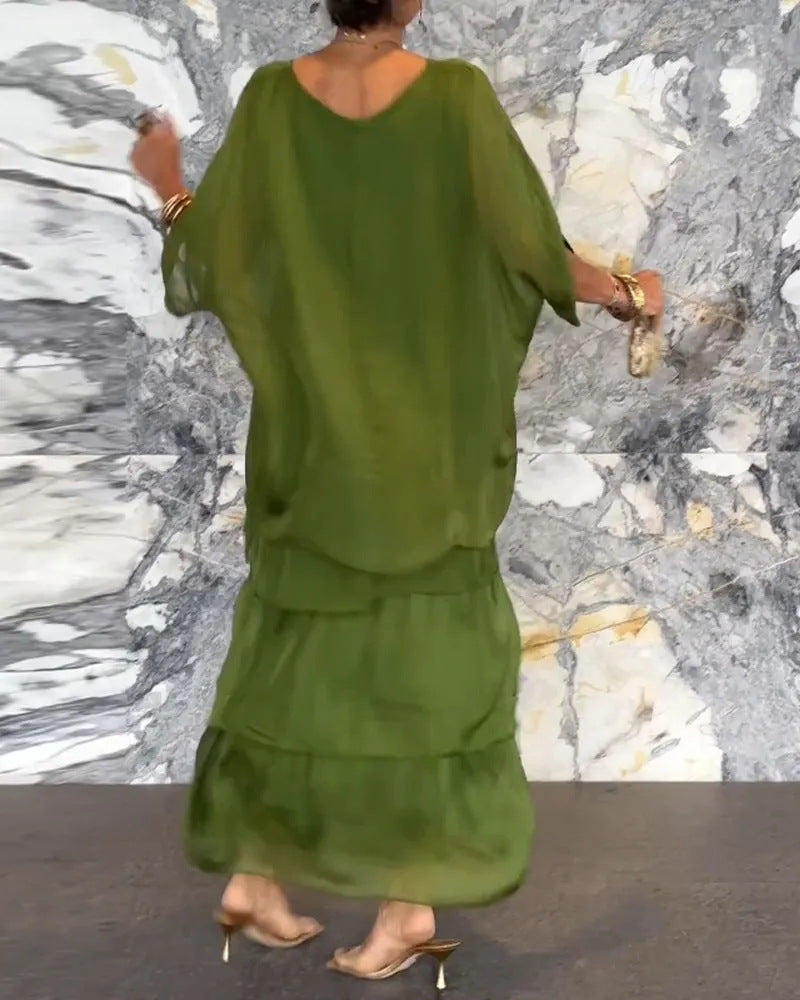 Maxikleid Damen mit Wickelschnitt und schwingendem Rock - 5 - Trendlinie