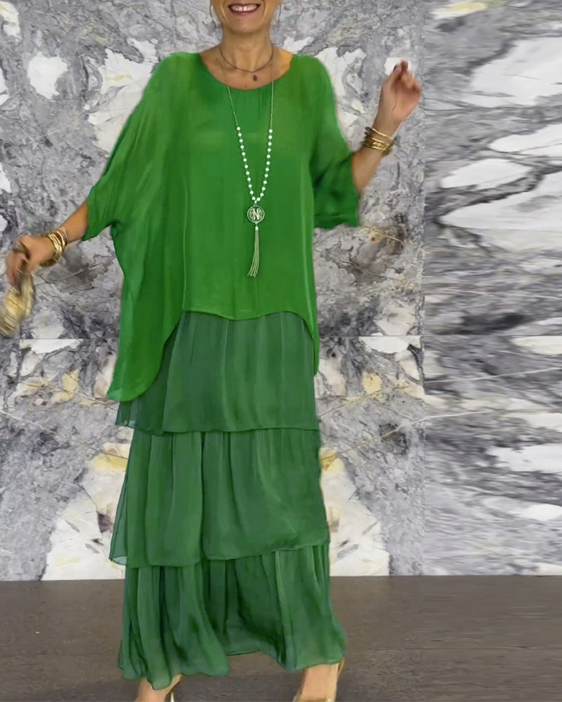 Maxikleid Damen mit Wickelschnitt und schwingendem Rock - 6 - Trendlinie