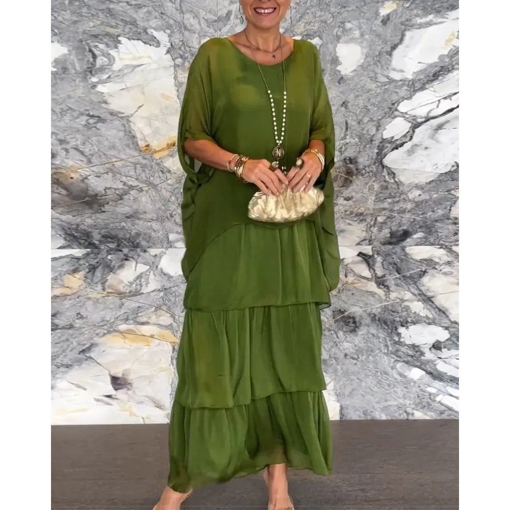 Maxikleid Damen mit Wickelschnitt und schwingendem Rock - 7 - Trendlinie