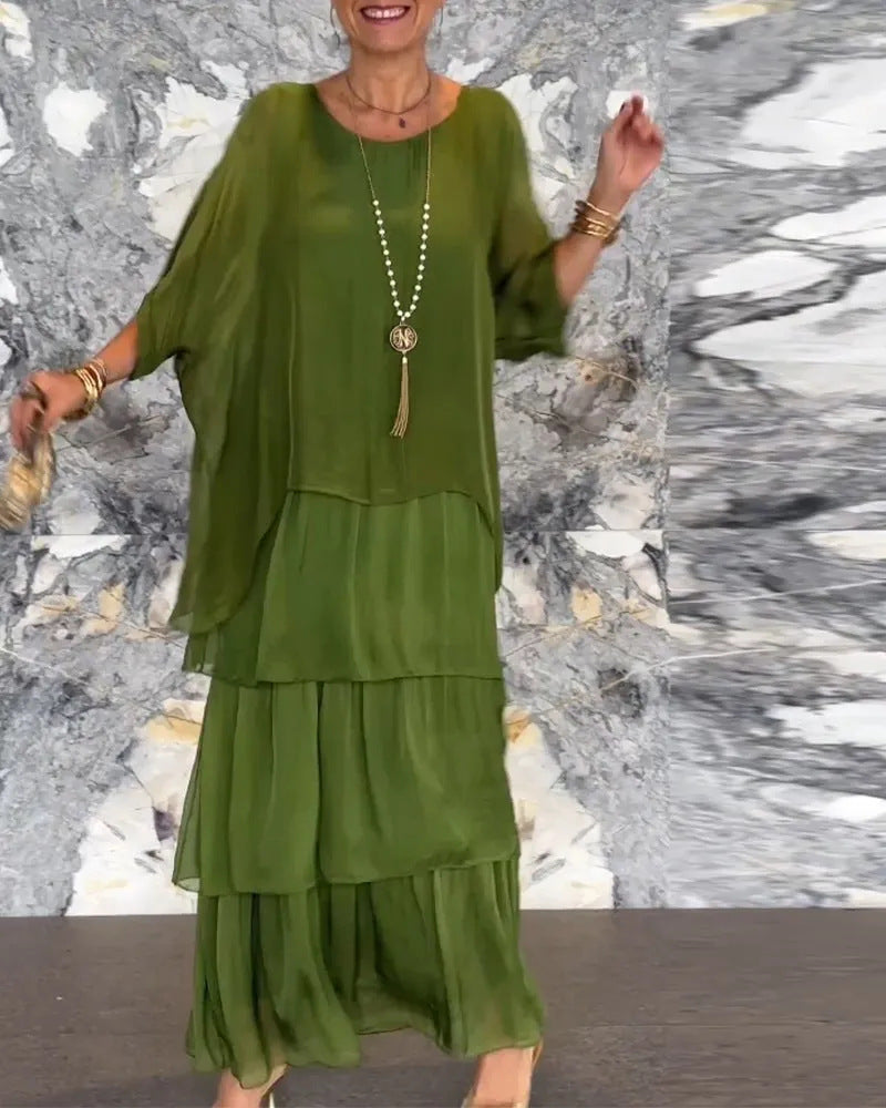 Maxikleid Damen mit Wickelschnitt und schwingendem Rock - 8 - Trendlinie