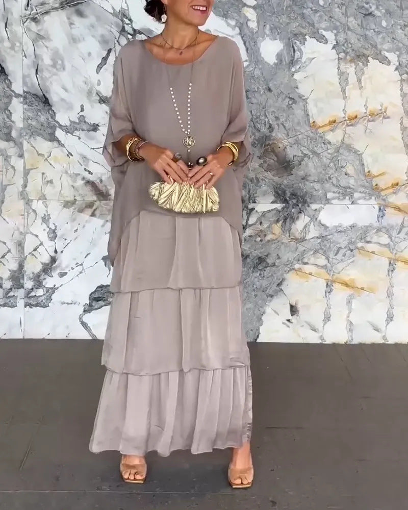 Maxikleid Damen mit Wickelschnitt und schwingendem Rock - 9 - Trendlinie