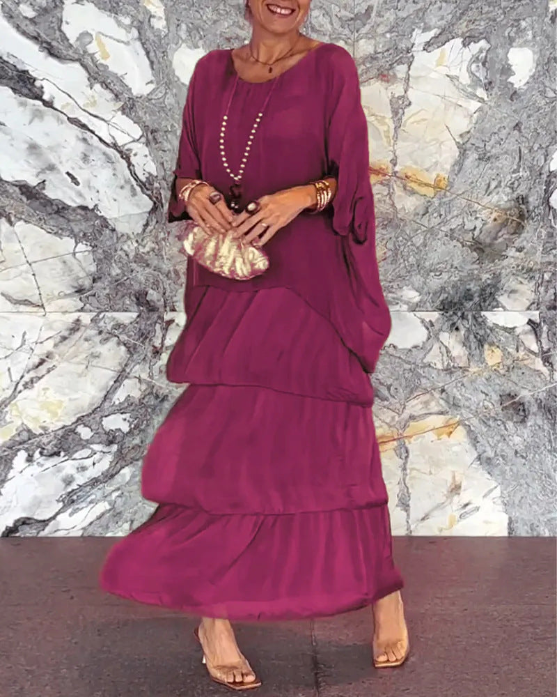 Maxikleid Damen mit Wickelschnitt und schwingendem Rock - 11 - Trendlinie