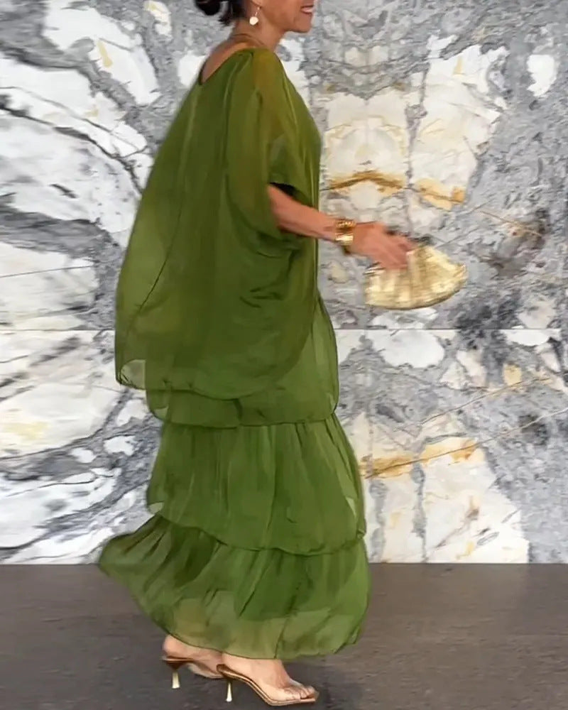 Maxikleid Damen mit Wickelschnitt und schwingendem Rock - 13 - Trendlinie