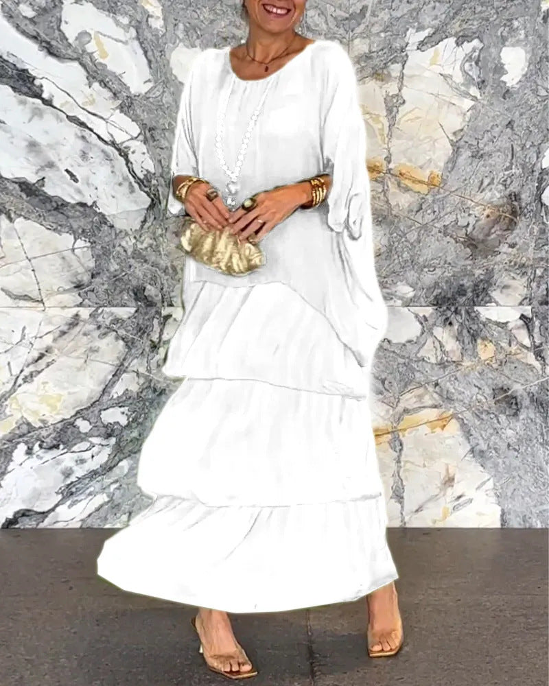 Maxikleid Damen mit Wickelschnitt und schwingendem Rock - 14 - Trendlinie