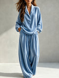 Damen Lounge Outfit mit langem Oberteil und weiten Hosen - 6 - Trendlinie