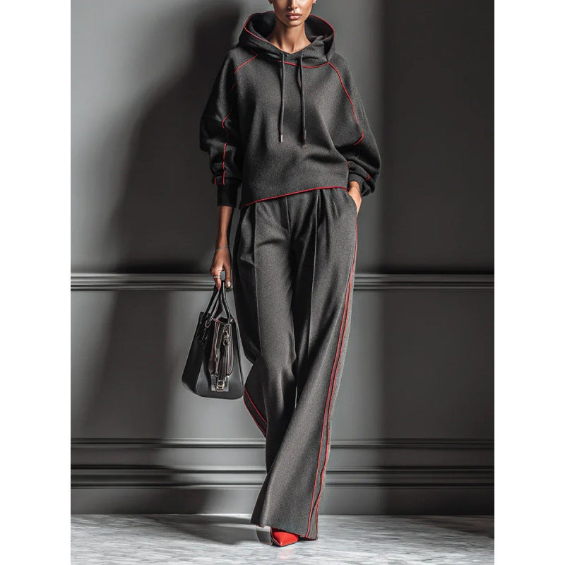 Stylisches Damen-Loungewear-Set mit Kapuze und weitem Schnitt - 1 - Trendlinie