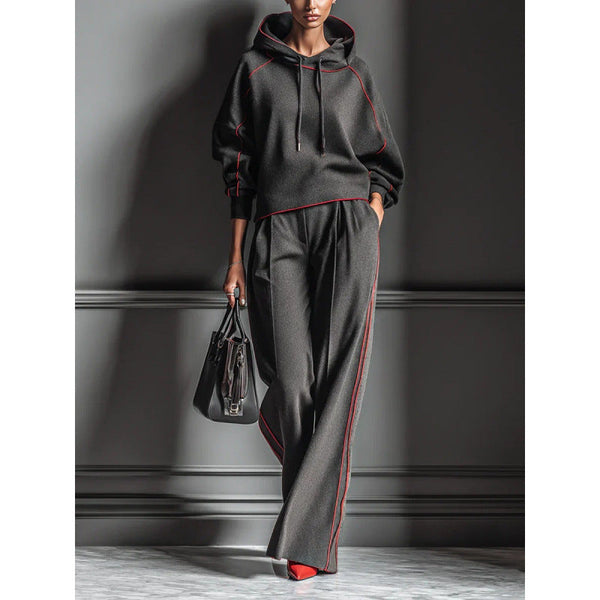 Stylisches Damen-Loungewear-Set mit Kapuze und weitem Schnitt - 1 - Trendlinie