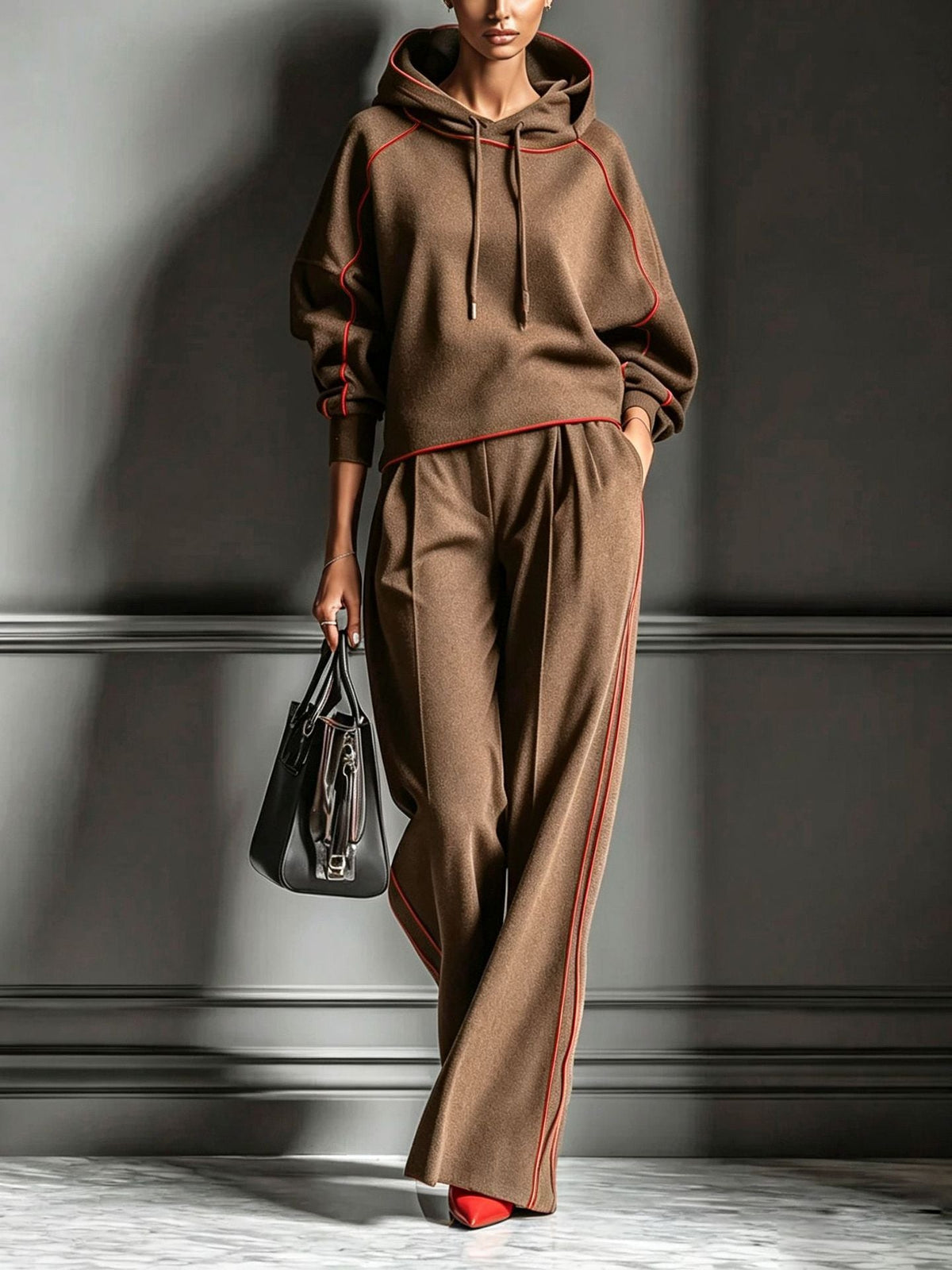 Stylisches Damen-Loungewear-Set mit Kapuze und weitem Schnitt - 2 - Trendlinie