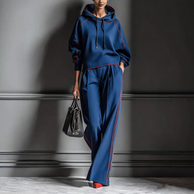 Stylisches Damen-Loungewear-Set mit Kapuze und weitem Schnitt - 3 - Trendlinie