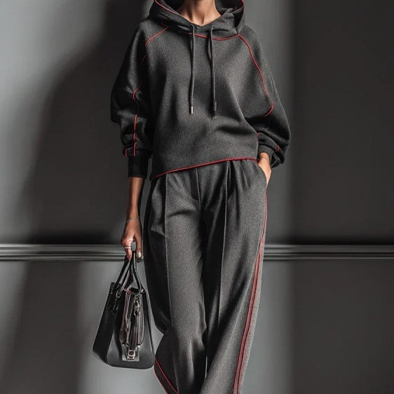 Stylisches Damen-Loungewear-Set mit Kapuze und weitem Schnitt - 4 - Trendlinie