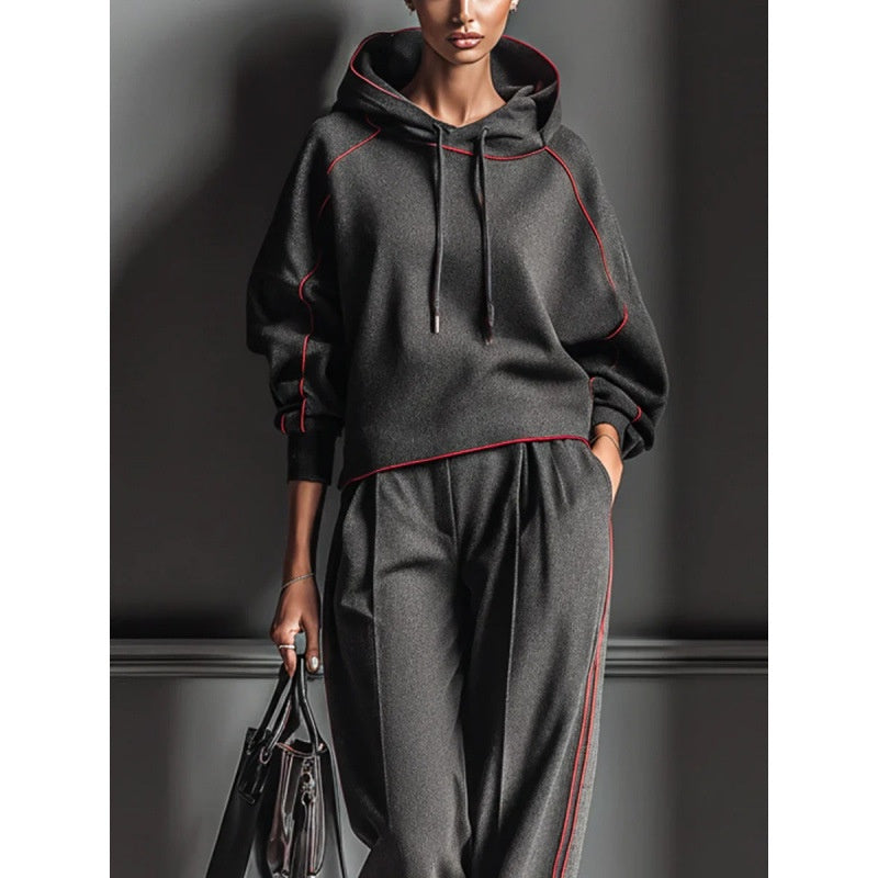 Stylisches Damen-Loungewear-Set mit Kapuze und weitem Schnitt - 8 - Trendlinie