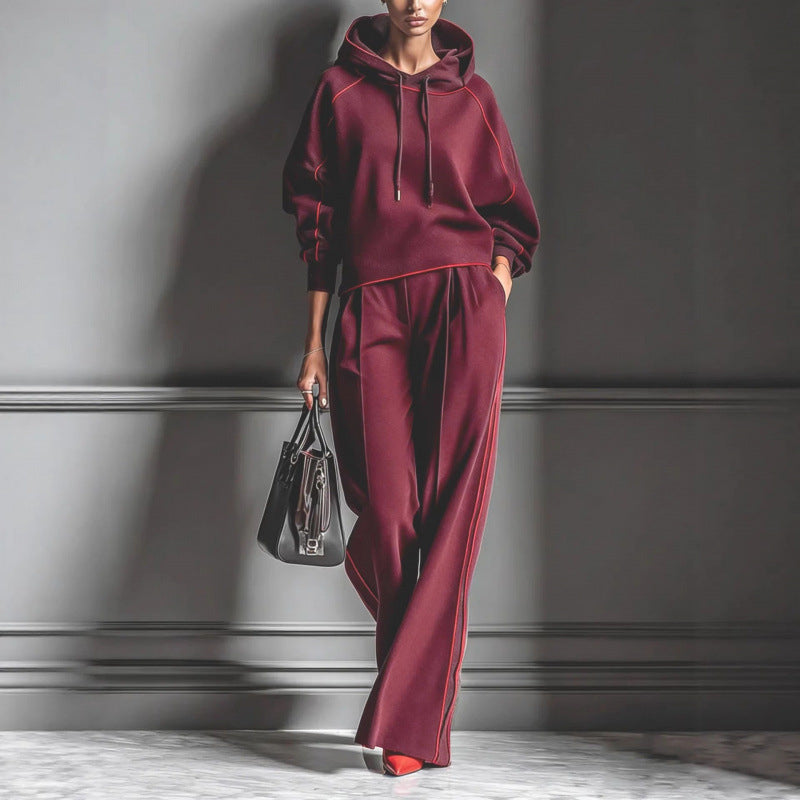 Stylisches Damen-Loungewear-Set mit Kapuze und weitem Schnitt - 9 - Trendlinie