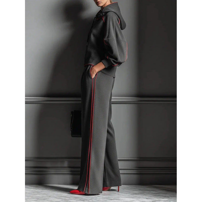 Stylisches Damen-Loungewear-Set mit Kapuze und weitem Schnitt - 10 - Trendlinie