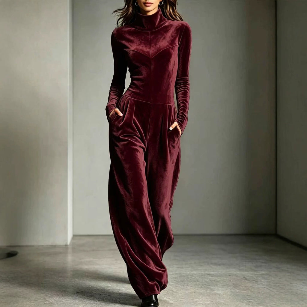 Jumpsuit Damen mit Stehkragen und langen Ärmeln, weit geschnitten - 3 - Trendlinie