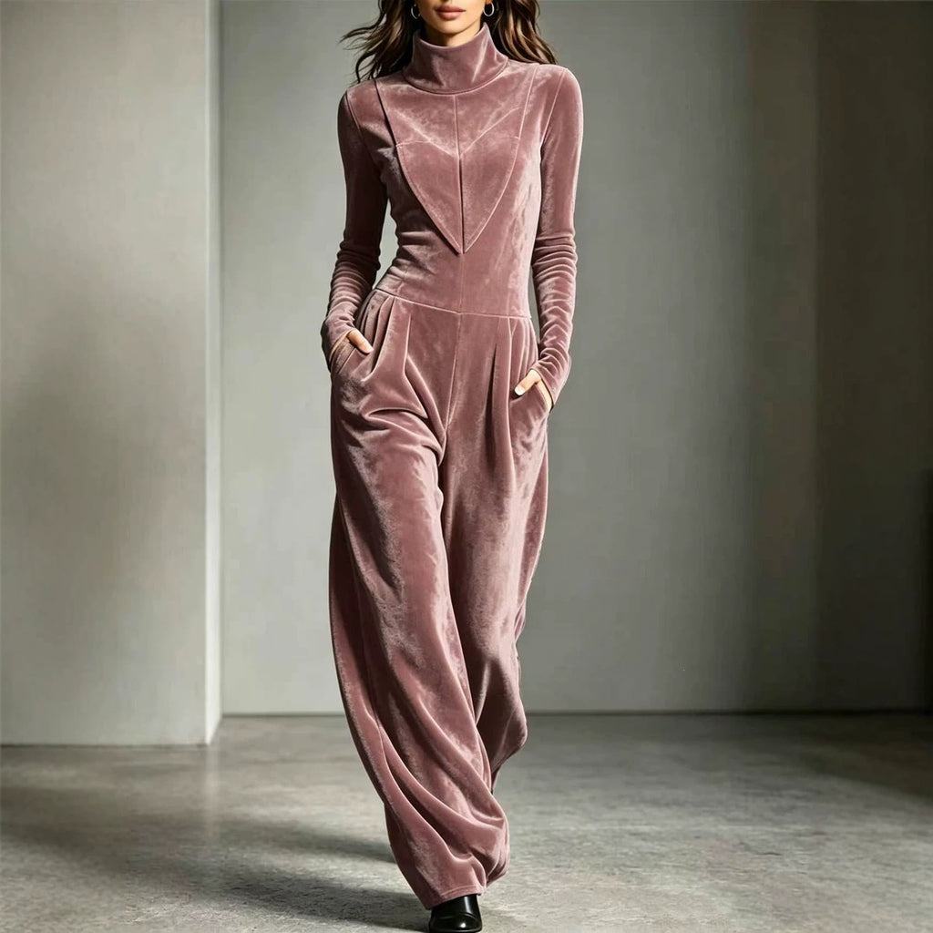Jumpsuit Damen mit Stehkragen und langen Ärmeln, weit geschnitten - 4 - Trendlinie