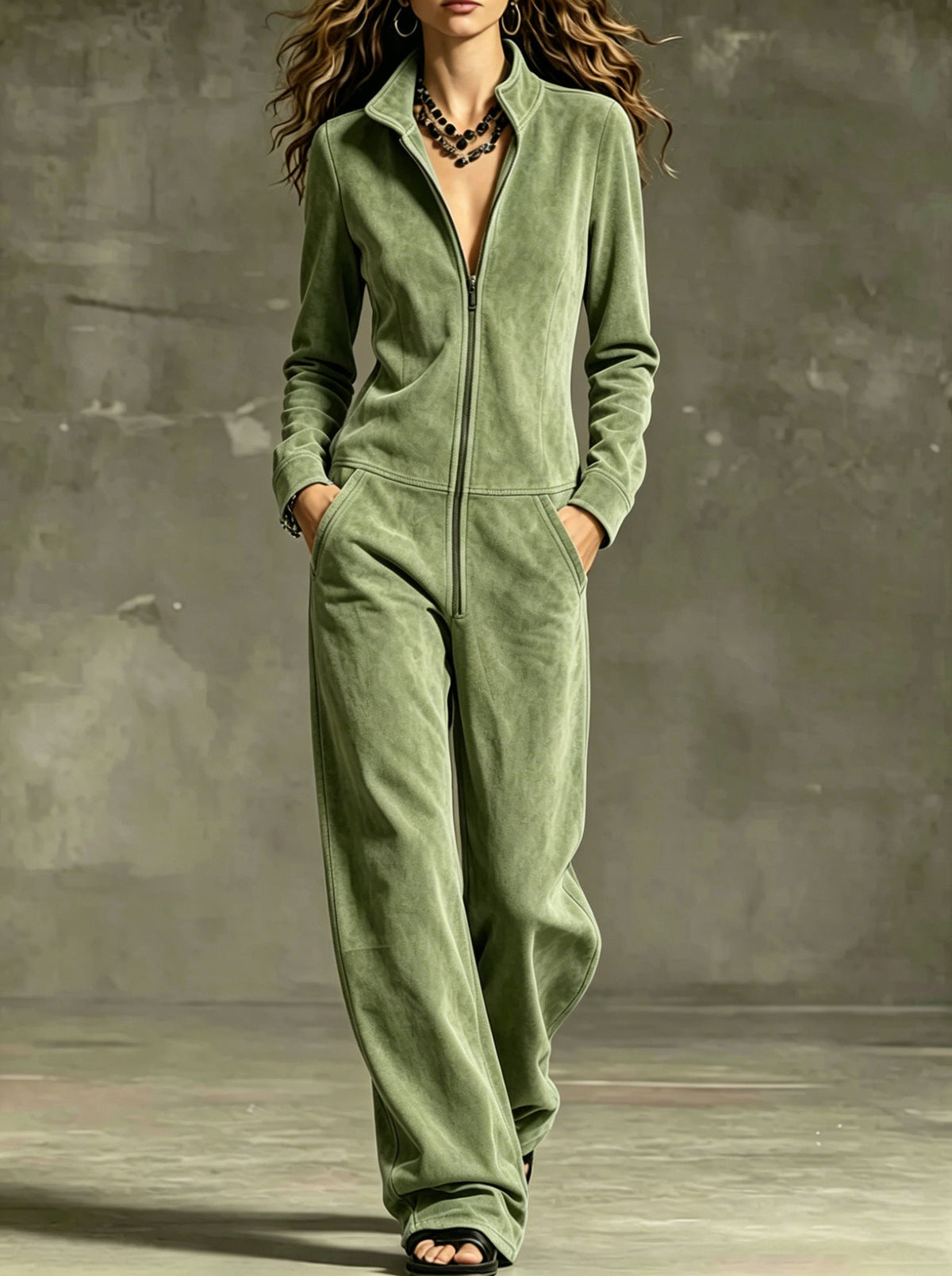 Jumpsuit Damen mit weitem Bein und praktischem Reißverschluss - 2 - Trendlinie
