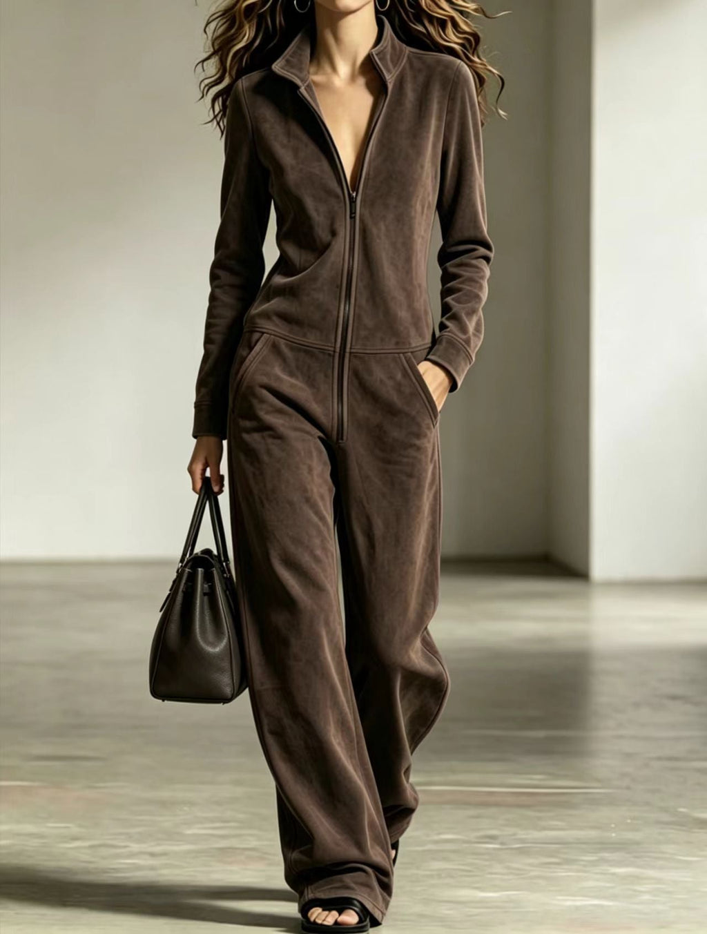 Jumpsuit Damen mit weitem Bein und praktischem Reißverschluss - 4 - Trendlinie