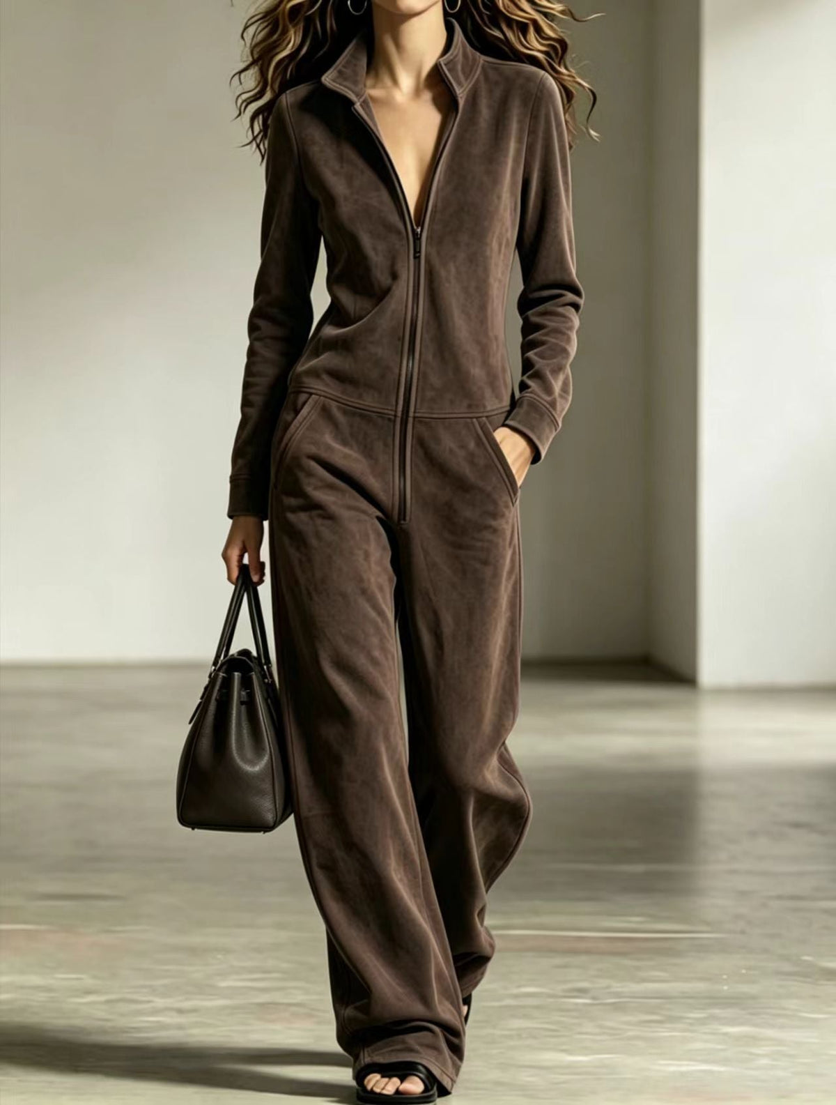 Jumpsuit Damen mit weitem Bein und praktischem Reißverschluss - 4 - Trendlinie