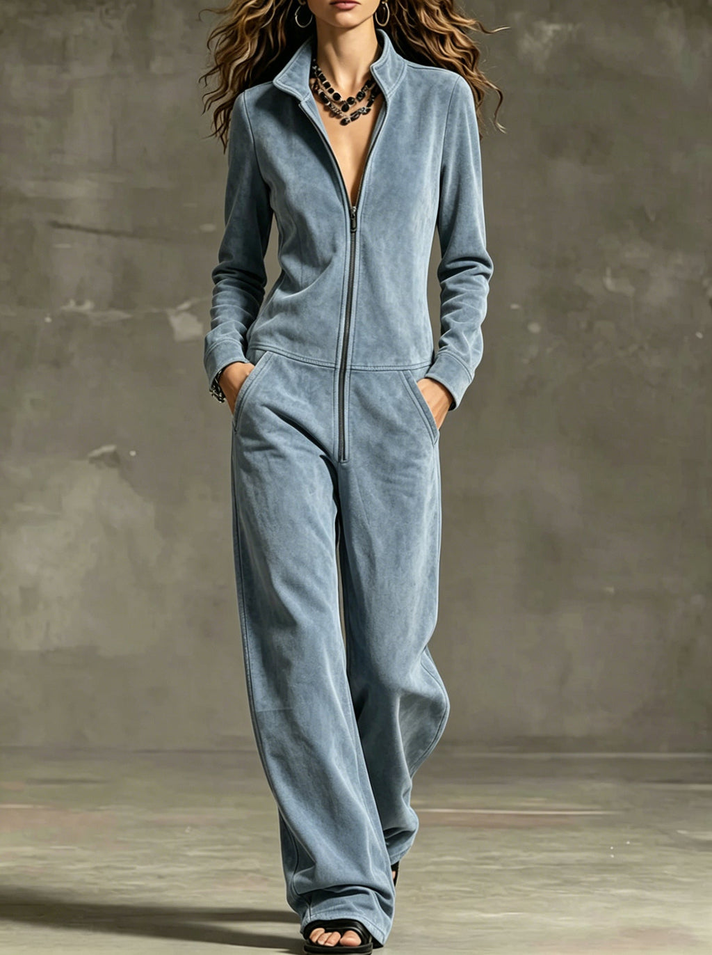 Jumpsuit Damen mit weitem Bein und praktischem Reißverschluss - 6 - Trendlinie