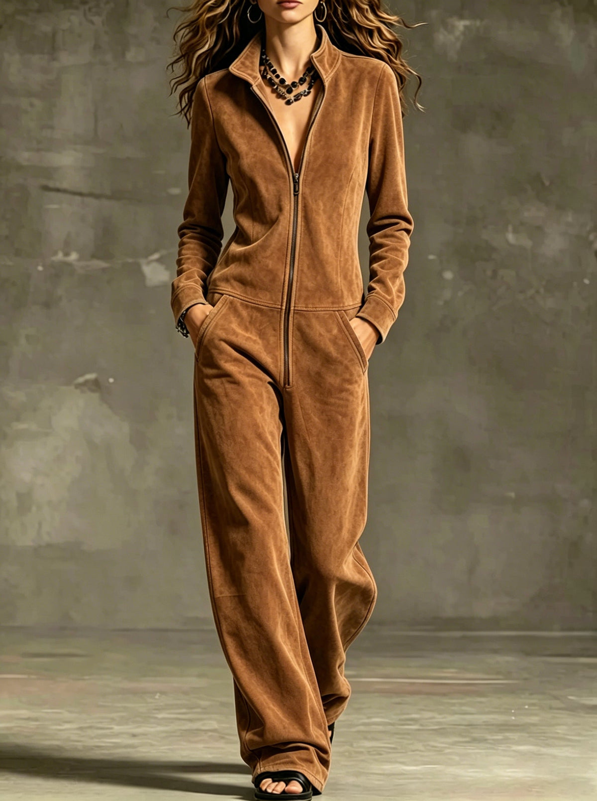 Jumpsuit Damen mit weitem Bein und praktischem Reißverschluss - 12 - Trendlinie