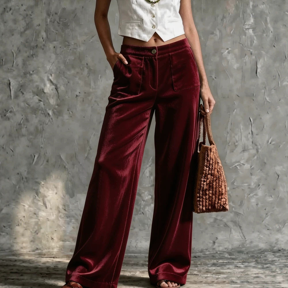 Weite Hosen Damen mit Hohem Bund und Praktischen Taschen - 1 - Trendlinie