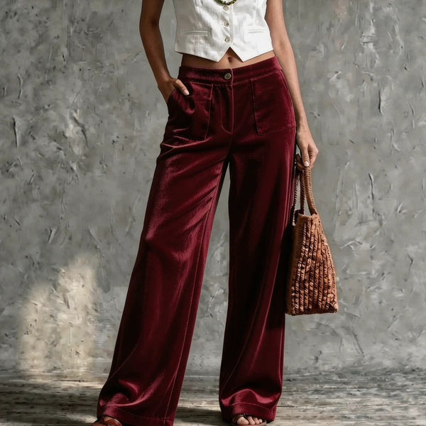 Weite Hosen Damen mit Hohem Bund und Praktischen Taschen - 1 - Trendlinie