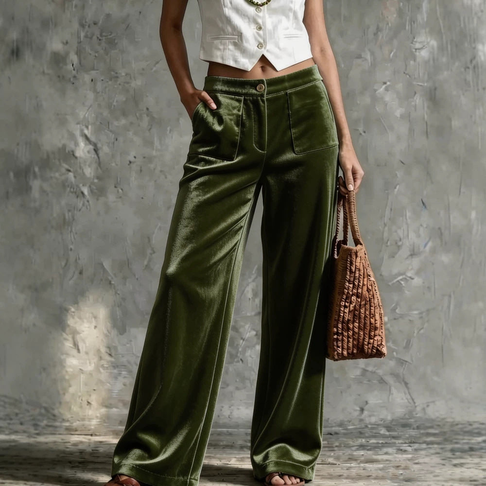 Weite Hosen Damen mit Hohem Bund und Praktischen Taschen - 5 - Trendlinie