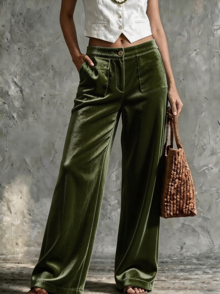 Weite Hosen Damen mit Hohem Bund und Praktischen Taschen - 11 - Trendlinie