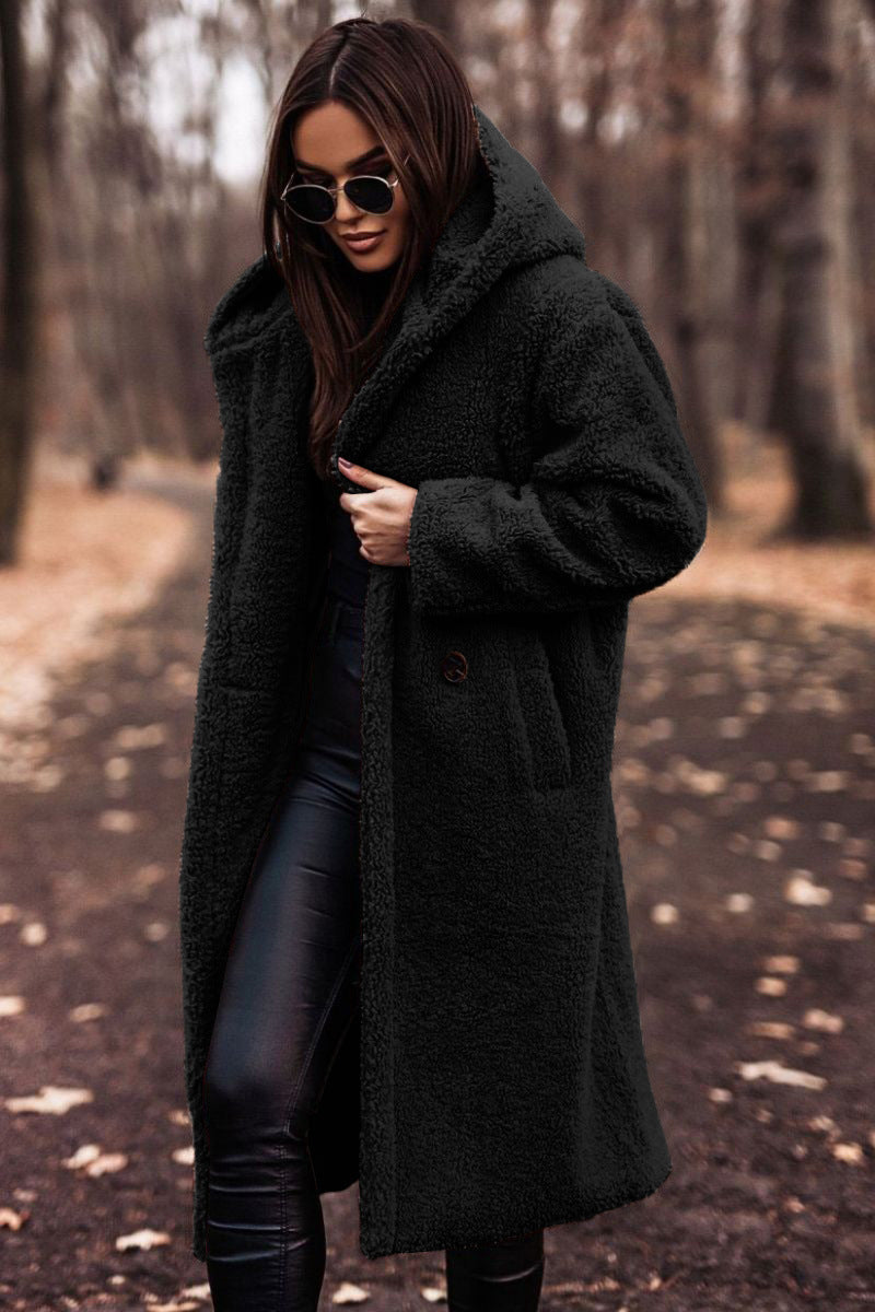 Damen Mantel mit Kapuze und lockerer Passform - 7 - Trendlinie