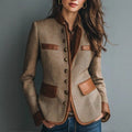 Eleganter Blazer Damen mit Kontrastakzenten und Knopfverschluss - 1 - Trendlinie