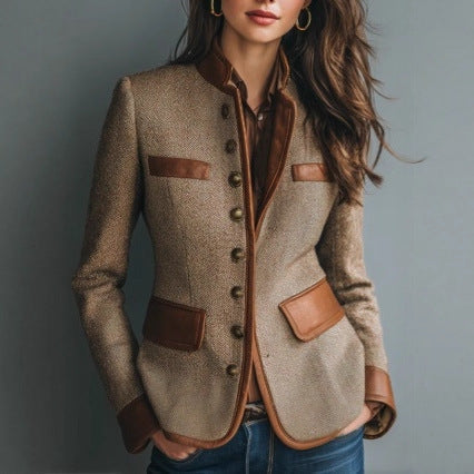 Eleganter Blazer Damen mit Kontrastakzenten und Knopfverschluss - 1 - Trendlinie