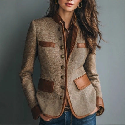 Eleganter Blazer Damen mit Kontrastakzenten und Knopfverschluss - 3 - Trendlinie