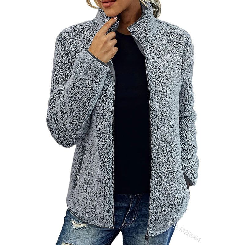 Damen Jacke mit hohem Kragen und Reißverschluss, lässig und bequem - 5 - Trendlinie