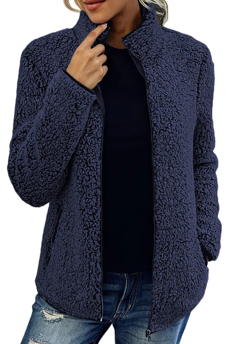 Damen Jacke mit hohem Kragen und Reißverschluss, lässig und bequem - 6 - Trendlinie