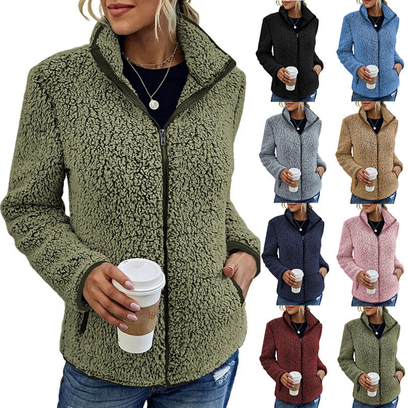 Damen Jacke mit hohem Kragen und Reißverschluss, lässig und bequem - 7 - Trendlinie