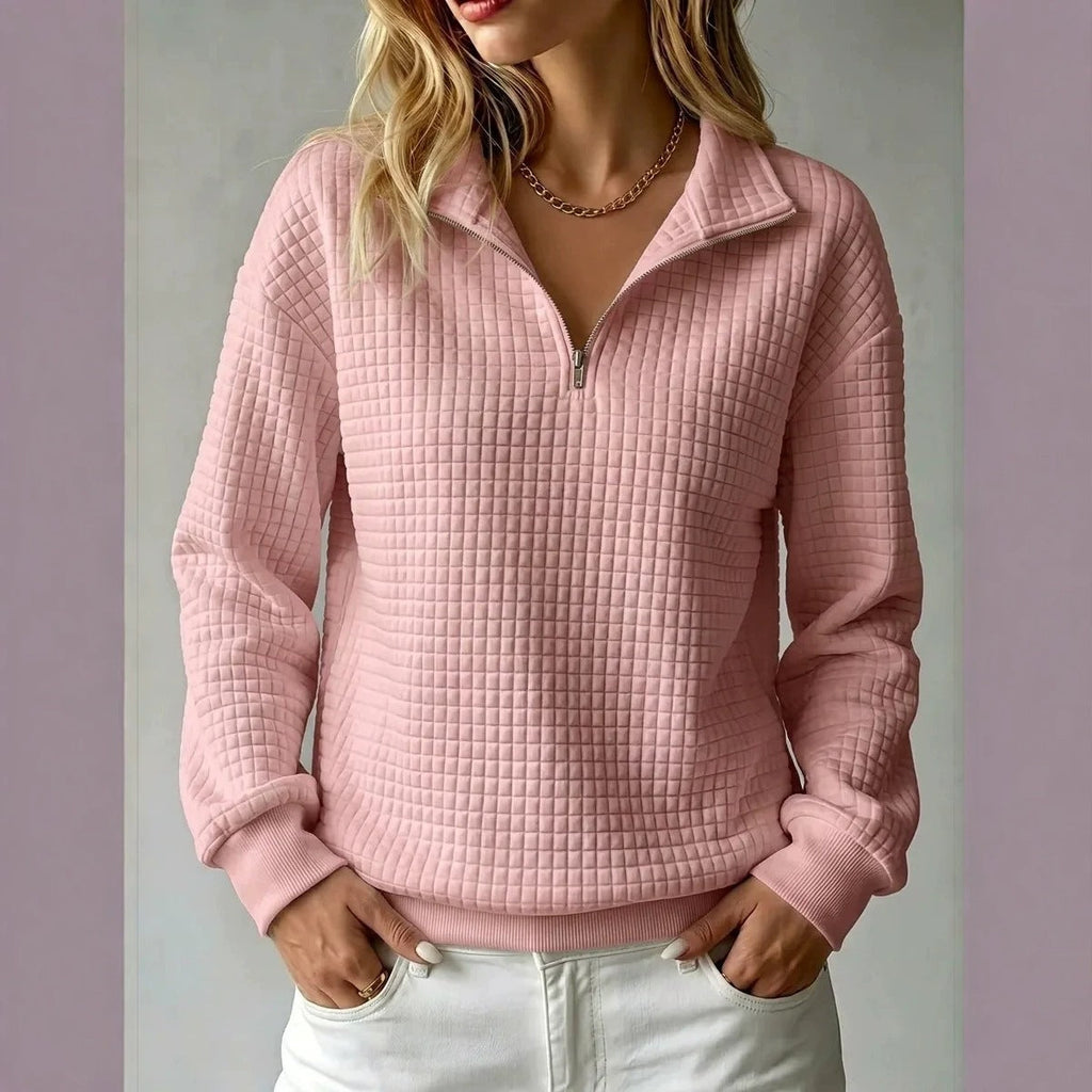Damen Sweatshirt mit Stehkragen und Reißverschluss – lässiger Oversize-Schnitt - 2 - Trendlinie