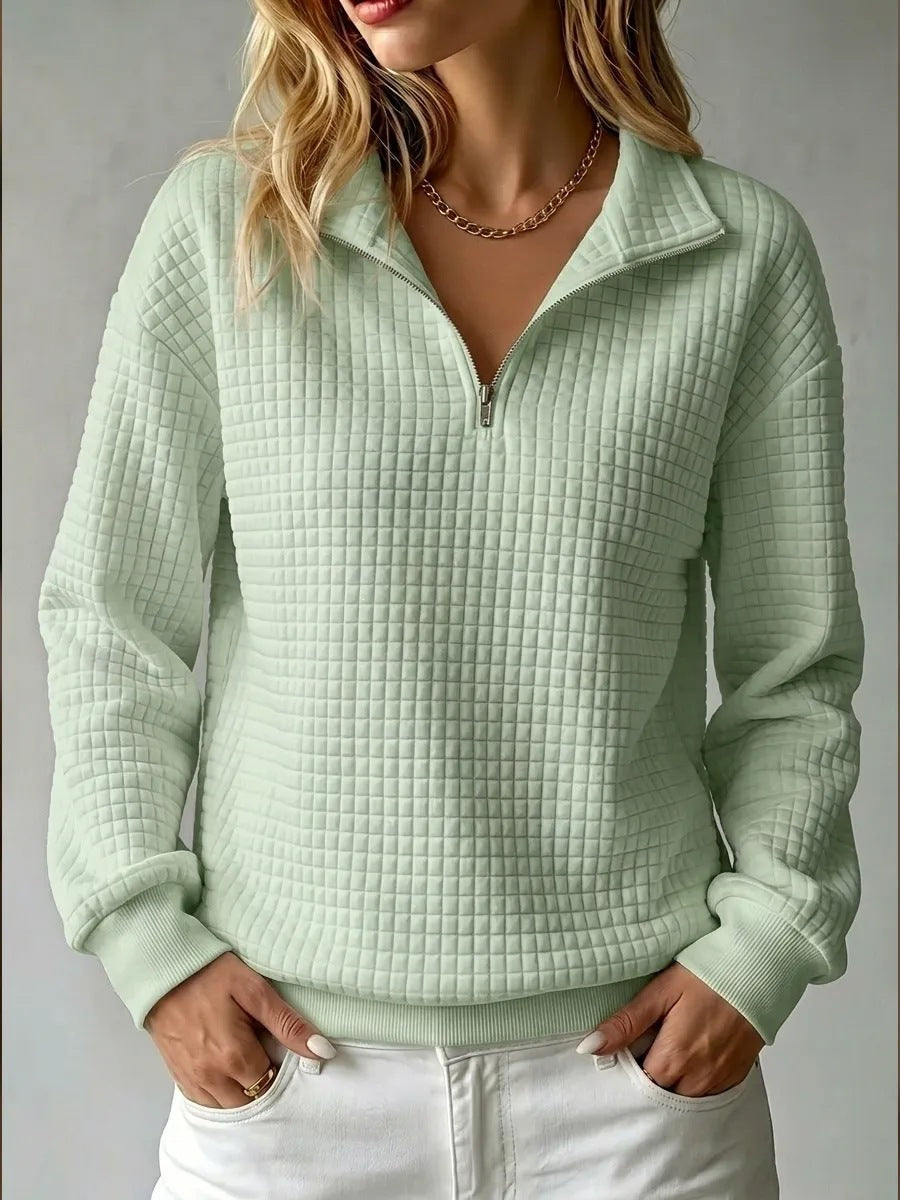 Damen Sweatshirt mit Stehkragen und Reißverschluss – lässiger Oversize-Schnitt - 3 - Trendlinie