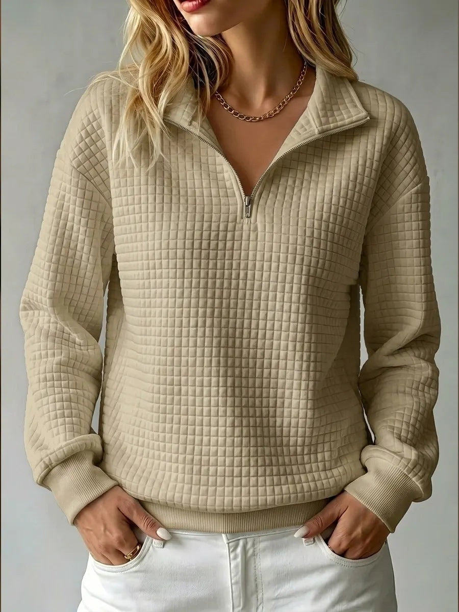 Damen Sweatshirt mit Stehkragen und Reißverschluss – lässiger Oversize-Schnitt - 5 - Trendlinie