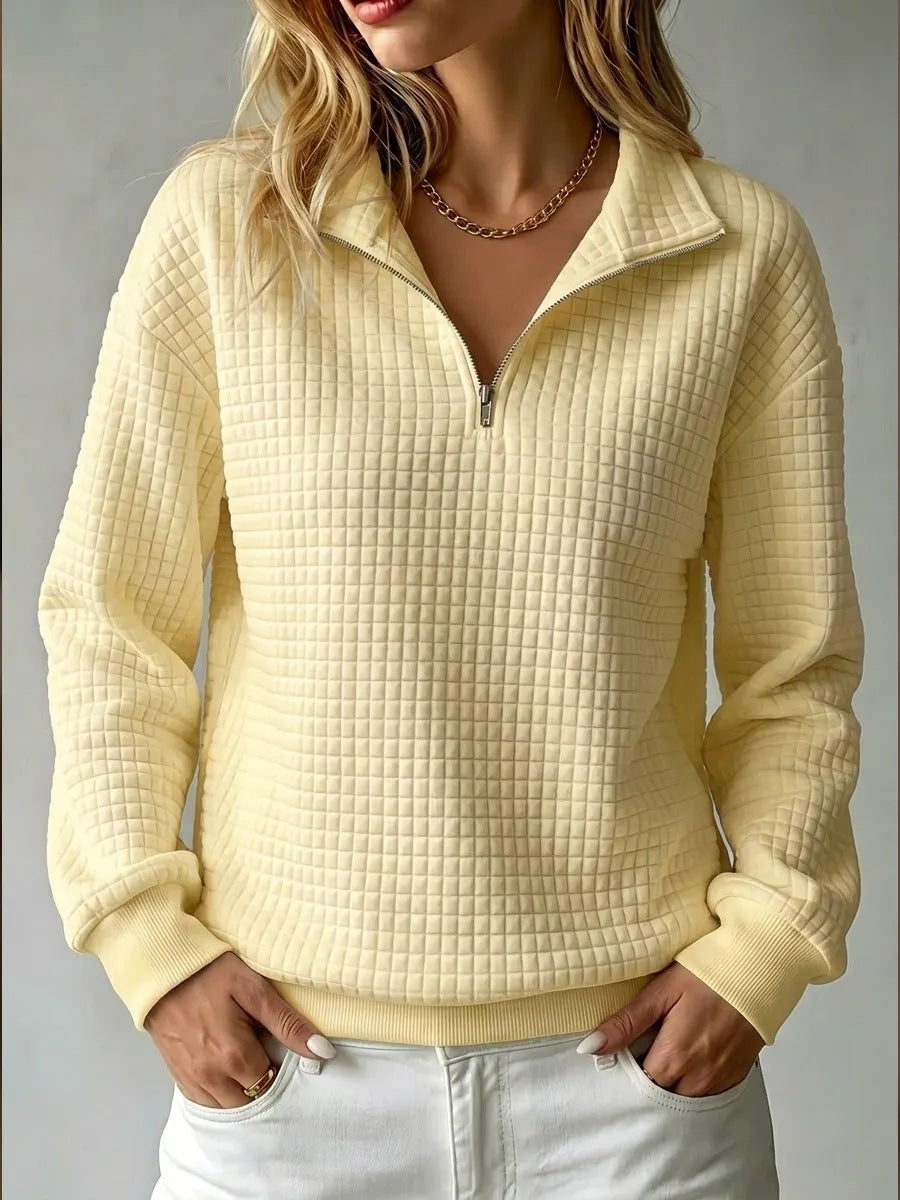 Damen Sweatshirt mit Stehkragen und Reißverschluss – lässiger Oversize-Schnitt - 6 - Trendlinie