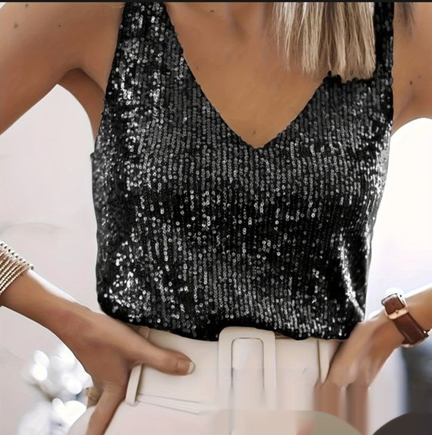 Damen Bluse V-Ausschnitt mit Glitzer-Details - 2 - Trendlinie