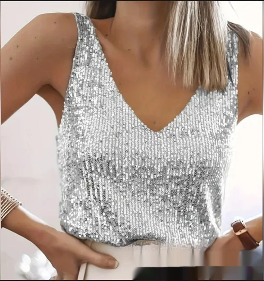 Damen Bluse V-Ausschnitt mit Glitzer-Details - 3 - Trendlinie